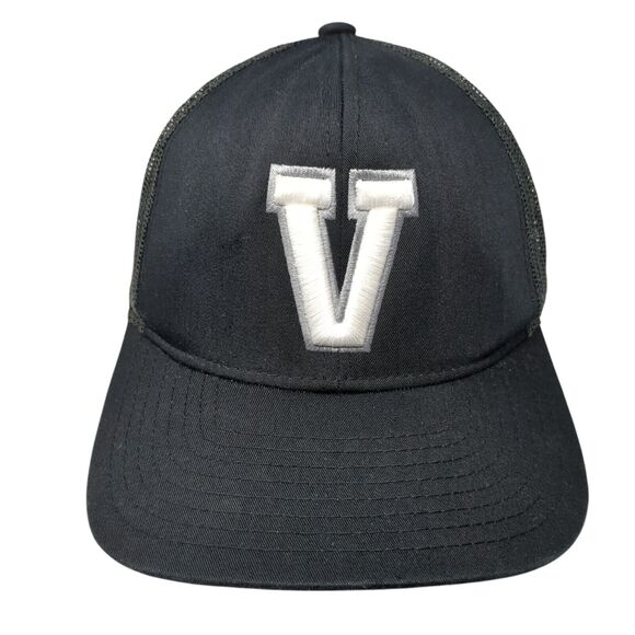 V Snapback Trucker Hat Black One Size Adjustable Mesh Back Pacific Headwear - Picture 1 of 9